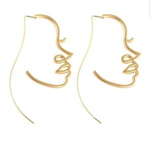 Abstract Face Earring in GOLD